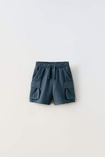 Navy Blue Cargo Bermuda Shorts