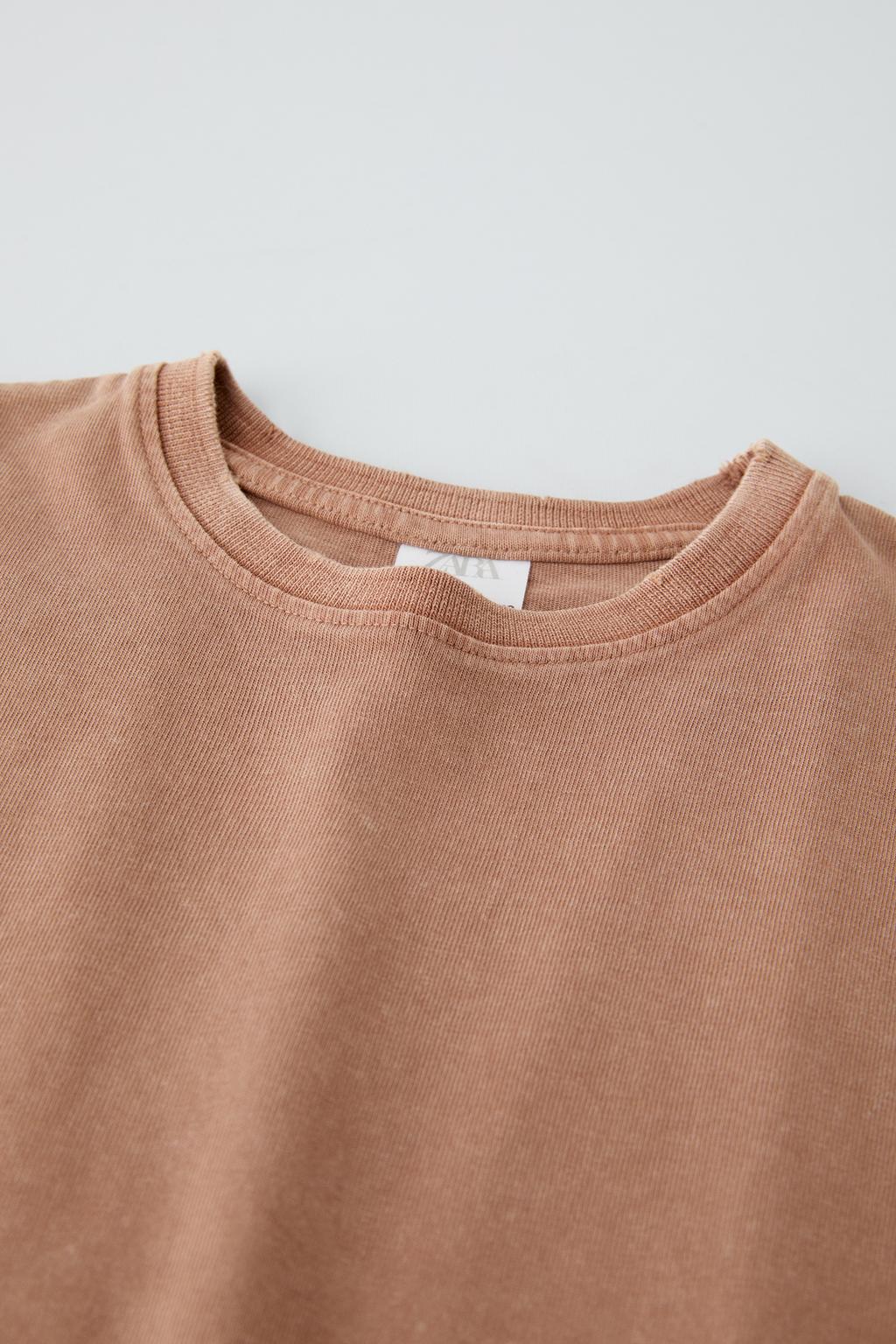 Brown Faded-Effect Heavy Weight T-Shirt