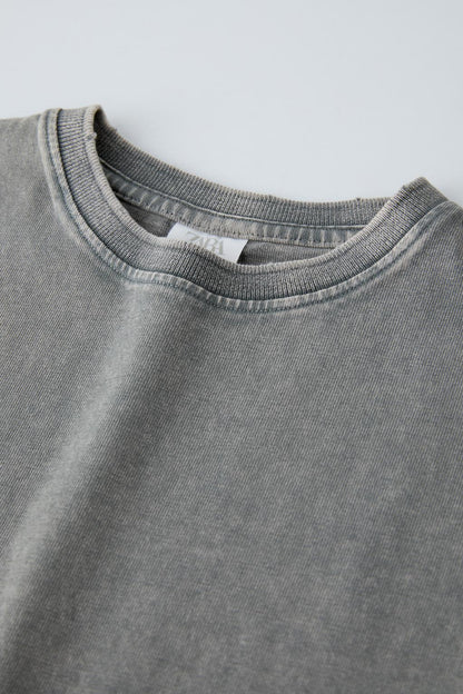 Anthracite Grey Faded-Effect Heavy Weight T-Shirt