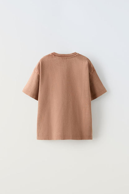 Brown Faded-Effect Heavy Weight T-Shirt